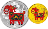 2015中国乙未（羊）年彩色金银币