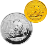 华夏银行成立20周年熊猫加字金银币