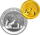 上海银行成立20周年熊猫加字金银币