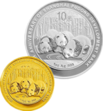 上海浦东发展银行成立20周年熊猫加字金银币
